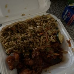 Lucky 7 Chinese Food - General tos and veggie rice.