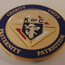 Reynoso Lapidary & Supply - The BEFORE shot of the Knights of Columbus challenge coin I had brought in to be worked on.