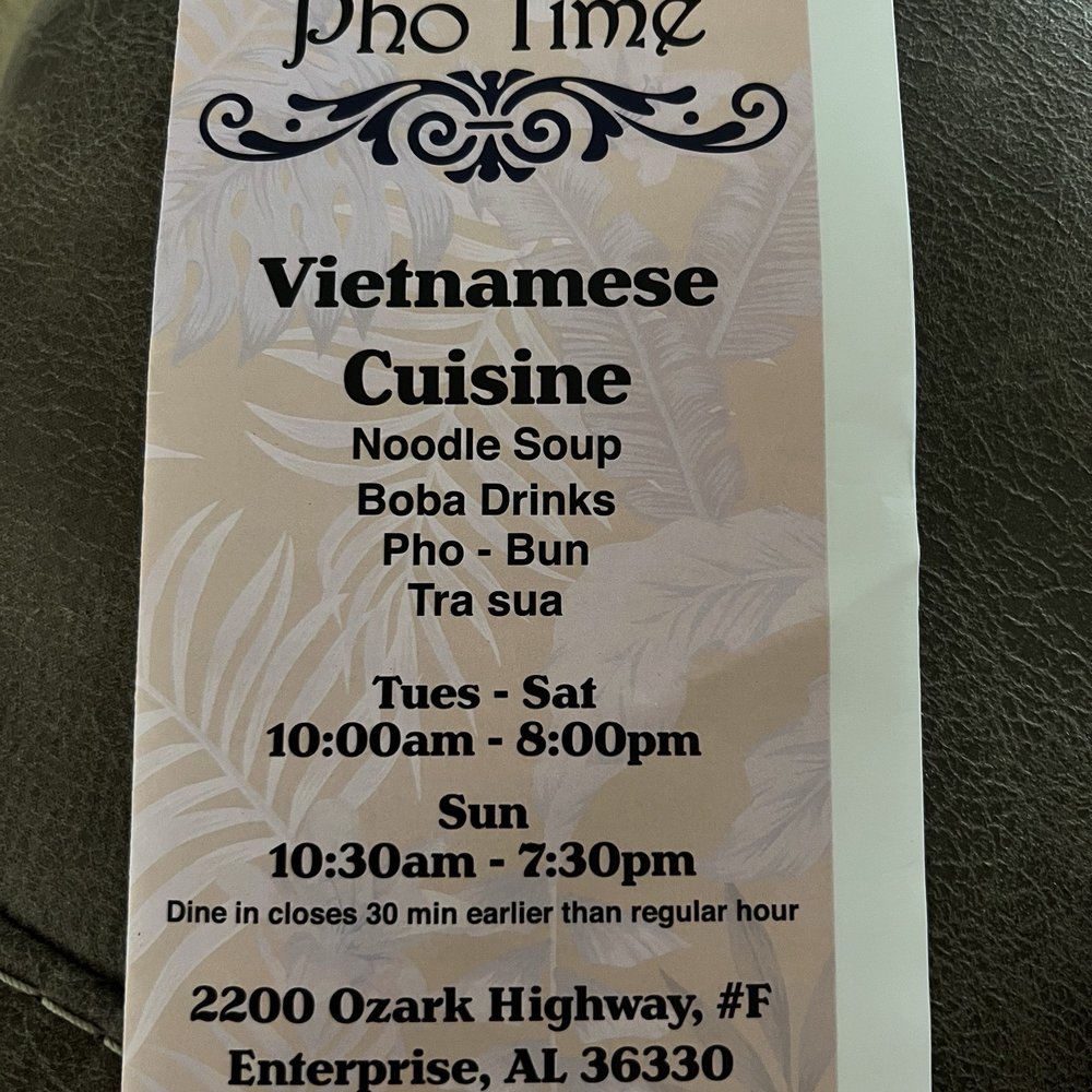 Pho Time - Aug 2024 front cover 3 of 4 - Vietnamese Near Me - Enterprise, Alabama Pho Time - Aug 2024 front cover 3 of 4 - Vietnamese Near Me - Enterprise, Alabama