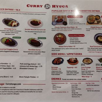 Curry Hyuga - Menu as of 01.26.2025 - Japanese Curry Near Me - San Francisco, California Curry Hyuga - Menu as of 01.26.2025 - Japanese Curry Near Me - San Francisco, California