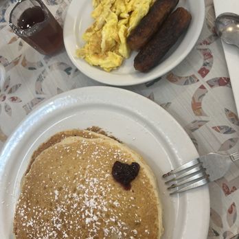 Kimmie's Coffee Cup - pancakes, sausage, and scrambled eggs - Breakfast & Brunch Near Me - Brea, California