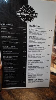 Menu photo 2 Headquarters Bar & Eatery Bakersfield, CA