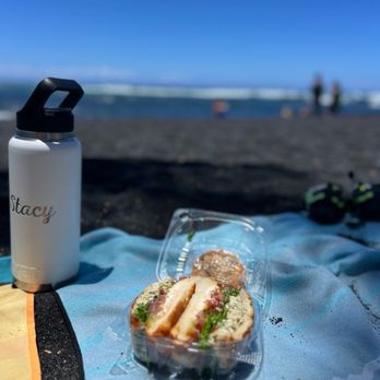 Just Cruisin Coffee - Macnut chicken sandwich at the beach - Coffee & Tea Near Me - Hilo, Hawaii Just Cruisin Coffee - Macnut chicken sandwich at the beach - Coffee & Tea Near Me - Hilo, Hawaii