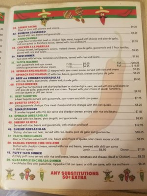 Menu photo 2 HERNANDEZ MEXICAN RESTAURANT Eustace, TX