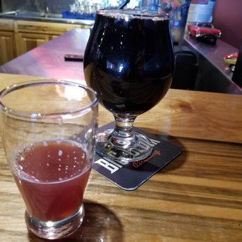 Big Block Brewing - Sammamish - Bourbon Barrel aged Double Brown and boysenberry sour taster - Breweries Near Me - Sammamish, Washington