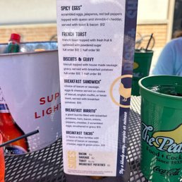 Brunch menu at The Peanut