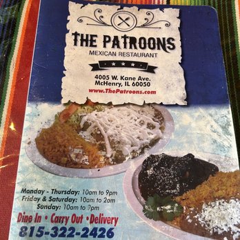 The Patroons Mexican Restaurant - Menu - Mexican Near Me - McHenry, Illinois