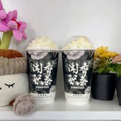 Yummy Boba & Desserts - Gardenia Green Milk Tea with Cream Frappe and Pu-erh Rose Milk Tea with Cream Frappe