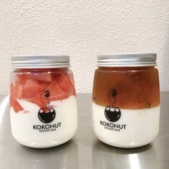 KOKONUT - Coconut Pudding w/ Watermelon & Coconut Pudding w/ Peach Gum (IG: eatingwithkreng) - Ice Cream & Frozen Yogurt Near Me - Costa Mesa, California