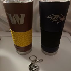 Football Heaven - Washington Commanders and Baltimore Ravens Travel Tumblers and Ravens Keychain.