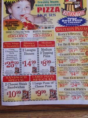 Menu photo 7 Chariot Pizza Tucson, AZ