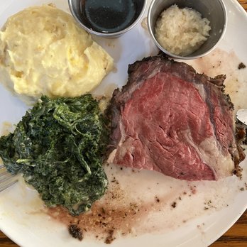 Horatio's - The main course, which includes garlic buttered mash potatoes, kale salad, and prime rib. - Seafood Near Me - San Leandro, California Horatio's - The main course, which includes garlic buttered mash potatoes, kale salad, and prime rib. - Seafood Near Me - San Leandro, California