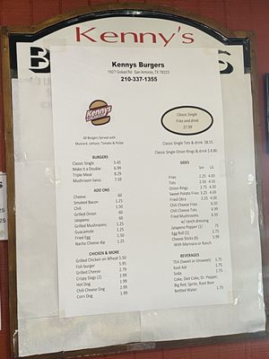 Menu photo 2 Kenny's Burgers San Antonio, TX Menu photo 2 Kenny's Burgers San Antonio, TX
