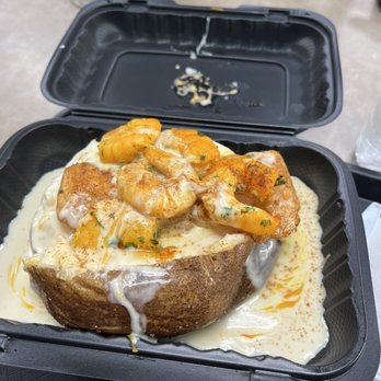 Loaded - Shrimp and salmon potato minus the onion. - American Near Me - Clearwater, Florida Loaded - Shrimp and salmon potato minus the onion. - American Near Me - Clearwater, Florida
