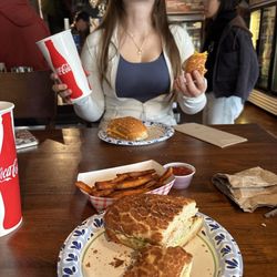 Lutticken's - My amazing sandwhich perfectly toasted and my friend who feels the same way