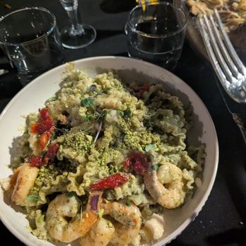 Rimini Restaurant - Malfadine pistachio pasta (prawns included in price) - Italian Near Me - Kirkland, Washington Rimini Restaurant - Malfadine pistachio pasta (prawns included in price) - Italian Near Me - Kirkland, Washington