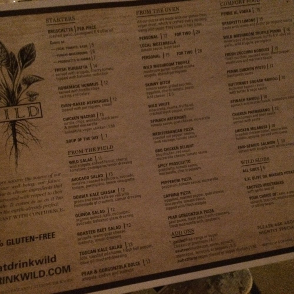 WILD - Menu - New American Near Me - New York, New York WILD - Menu - New American Near Me - New York, New York