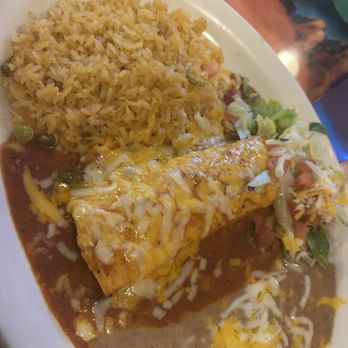 El Tapatio - One combination plate with pork burrito. - Mexican Near Me - Moab, Utah