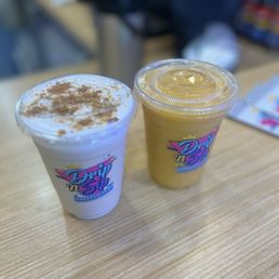 Iced You Go Girl Latte & Mango Peach Smoothie