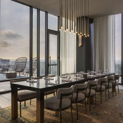 Tesserae's Private Dining Room with Breathtaking City Views. Perfect for executive meetings, intimate dinners, or special eve...