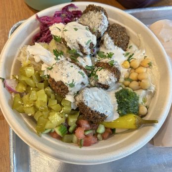 Soom Soom - falafel platter with everything - Falafel Near Me - New York, New York Soom Soom - falafel platter with everything - Falafel Near Me - New York, New York