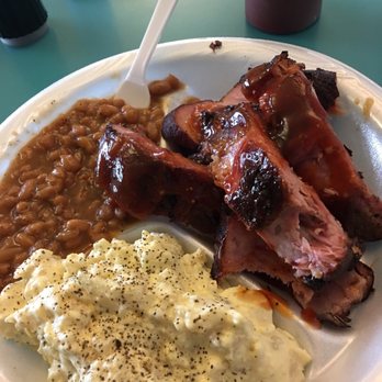 Blue's BBQ - Pit beans ok. Potato salad is great. Ribs are awesome. - Barbeque Near Me - Billings, Montana