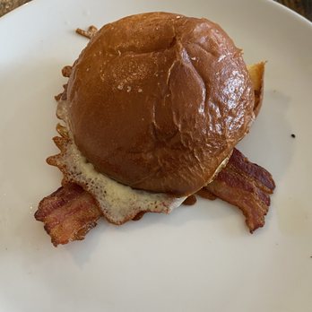Ruby’s Bakery and Café - "Egg Sandwich" (over medium egg, bacon, and melted cheese on a brioche bun) - Cafes Near Me - Lodi, California