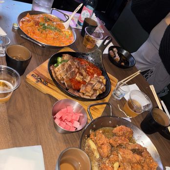 Misoolkwan OC - Garlic soy chicken, pork belly with kimchi, rose tteokbokki - Korean Near Me - Buena Park, California