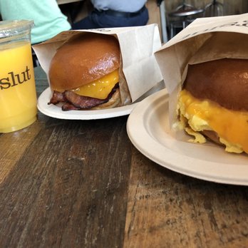 Eggslut - Bacon, Egg & Cheese Fresh Orange Juice Fair fax sandwich - Breakfast & Brunch Near Me - Los Angeles, California Eggslut - Bacon, Egg & Cheese Fresh Orange Juice Fair fax sandwich - Breakfast & Brunch Near Me - Los Angeles, California
