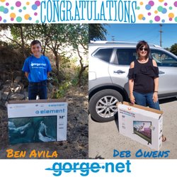 Gorge Networks - Congrats to our TV winner's Ben and Deb. Thank you for stopping by our booth at the Sherman County Fair last weekend and entering our raffle