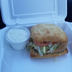 The Scoop - Chicken sandwich and cottage cheese