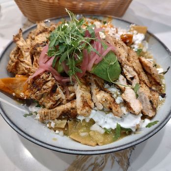 Almuerzo Café - Chilaquiles with shredded beef and 2 sauces - Breakfast & Brunch Near Me - Tustin, California
