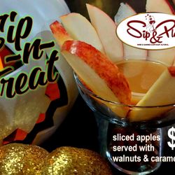 Sip & Play Wine and Gaming Cafe - (Seasonal) Sip~n~Treat ! Stop in for a fall treat...sliced apples, walnuts and caramel dipping! Try pairing with our Harvest Smash slushie