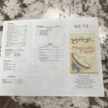 Benny's Restaurant - Menu shows true business hours. - Mexican Near Me - Tucson, Arizona Benny's Restaurant - Menu shows true business hours. - Mexican Near Me - Tucson, Arizona