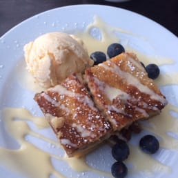 Bread and butter pudding with ice cream. Very good Bread and butter pudding with ice cream. Very good
