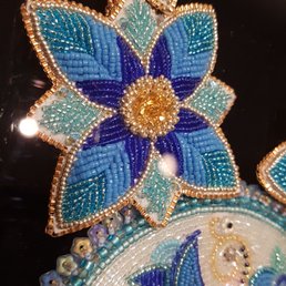 amazing beadwork by Katie Longboat, a part of the exhibit "Beads, they're sewn so tight" till May 26, 2019. amazing beadwork by Katie Longboat, a part of the exhibit "Beads, they're sewn so tight" till May 26, 2019.