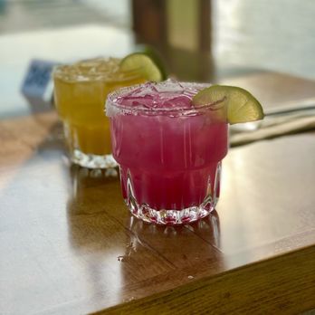 Agua Verde Cafe - Prickly Pear Rita ($9.50 HH) and Rum Punch ($9.50 HH) - Mexican Near Me - Seattle, Washington