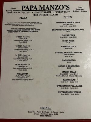 Menu photo 1 Papa Manzo's Central City, KY Menu photo 1 Papa Manzo's Central City, KY