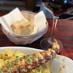 Osteria Maria - Octopus appetizer and focaccia bread