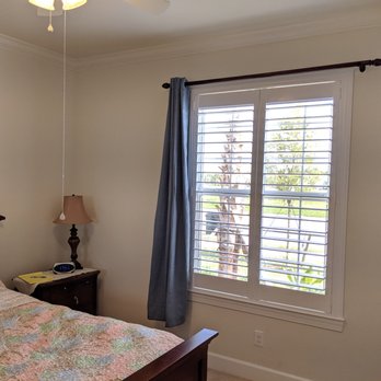 Shutters By Scott - 4" white ShutterSMART plantation shutters with no center divider rail allow maximum light in. - Shutters Near Me Shutters By Scott - 4" white ShutterSMART plantation shutters with no center divider rail allow maximum light in. - Shutters Near Me