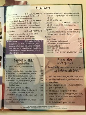 Menu photo 2 El Charro Restaurant Safford, AZ
