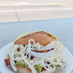 Tacos Y Cemitas El Monchis - Milanesa de pollo cemitas with quesillo -- it's OK (average). Chicken pounded too thin.