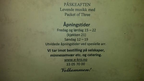 Menu photo 1 Eidsfoss Gamle Kro Eidsfoss, 07