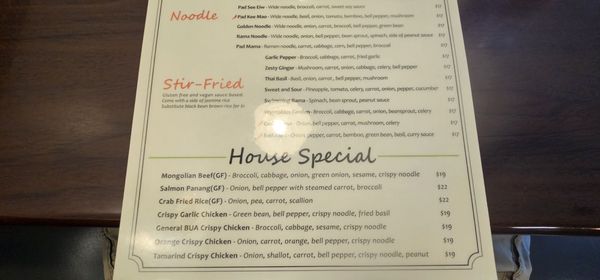 Menu photo 1 BUA Thai Lake Stevens, WA