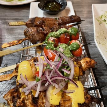 Mancora Peruvian Cuisine - Antichucho platter - Peruvian Near Me - Alhambra, California Mancora Peruvian Cuisine - Antichucho platter - Peruvian Near Me - Alhambra, California