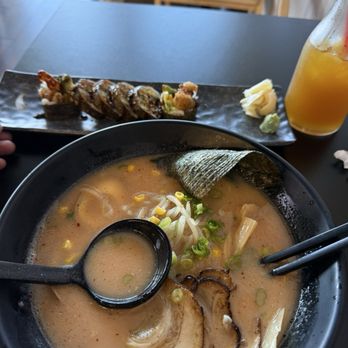 Yosumi ramen - Spicy Ramen, Spider Roll and Mango Ice tea. - Ramen Near Me - Novato, California