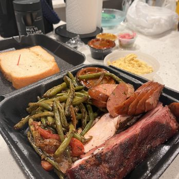 The Pit Room - Museum District - 3 meat dinner w/ an added sausage - Barbeque Near Me - Houston, Texas