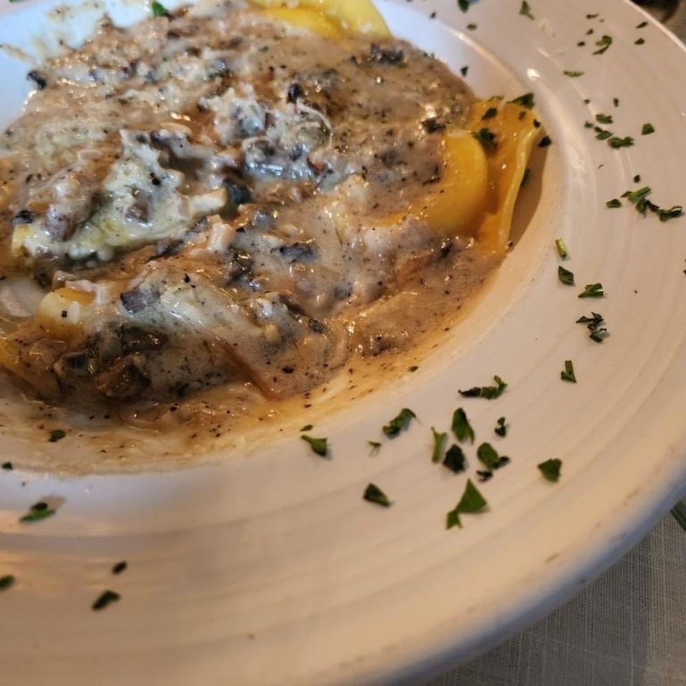 Cafe Della Via - Portobello mushroom ravioli - Italian Near Me - Cayucos, California Cafe Della Via - Portobello mushroom ravioli - Italian Near Me - Cayucos, California
