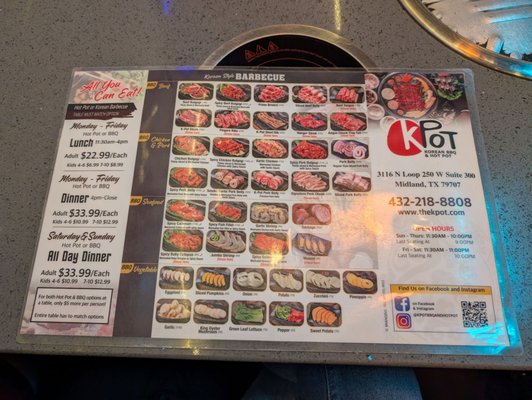 Menu photo 2 KPOT Korean BBQ & Hot Pot Midland, TX Menu photo 2 KPOT Korean BBQ & Hot Pot Midland, TX