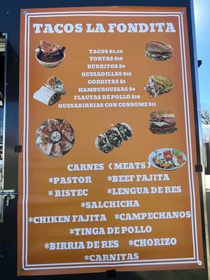Menu photo 4 Tacos La Fondita Austin, TX